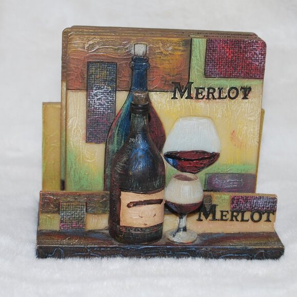 🍷✨Vintage A. Richesco Corporation 3D Wine coaster Set🍷✨ - Picture 1 of 8